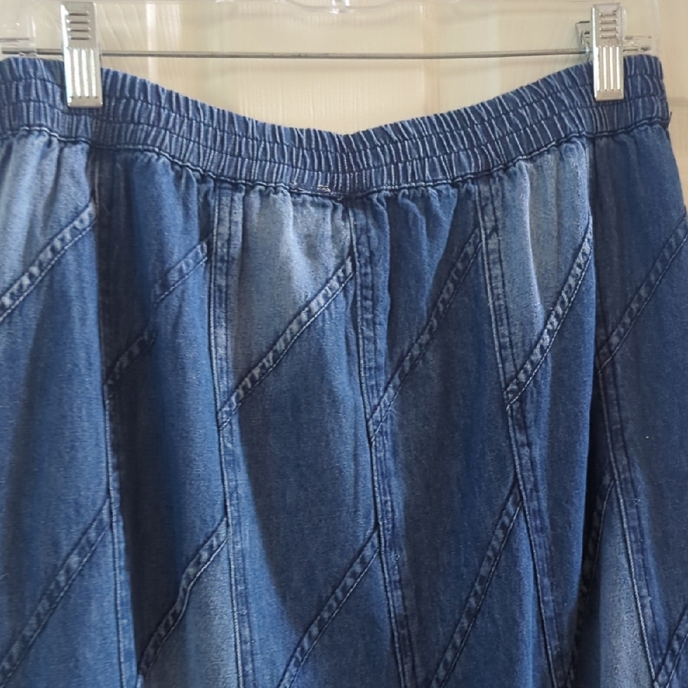 New Studio West Indigo Patchwork Midi Denim Jean … - image 8